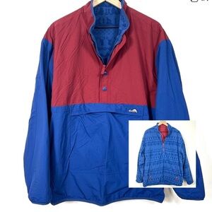 Chubbies Reversible Red and Blue Fleece Pullover Windbreaker